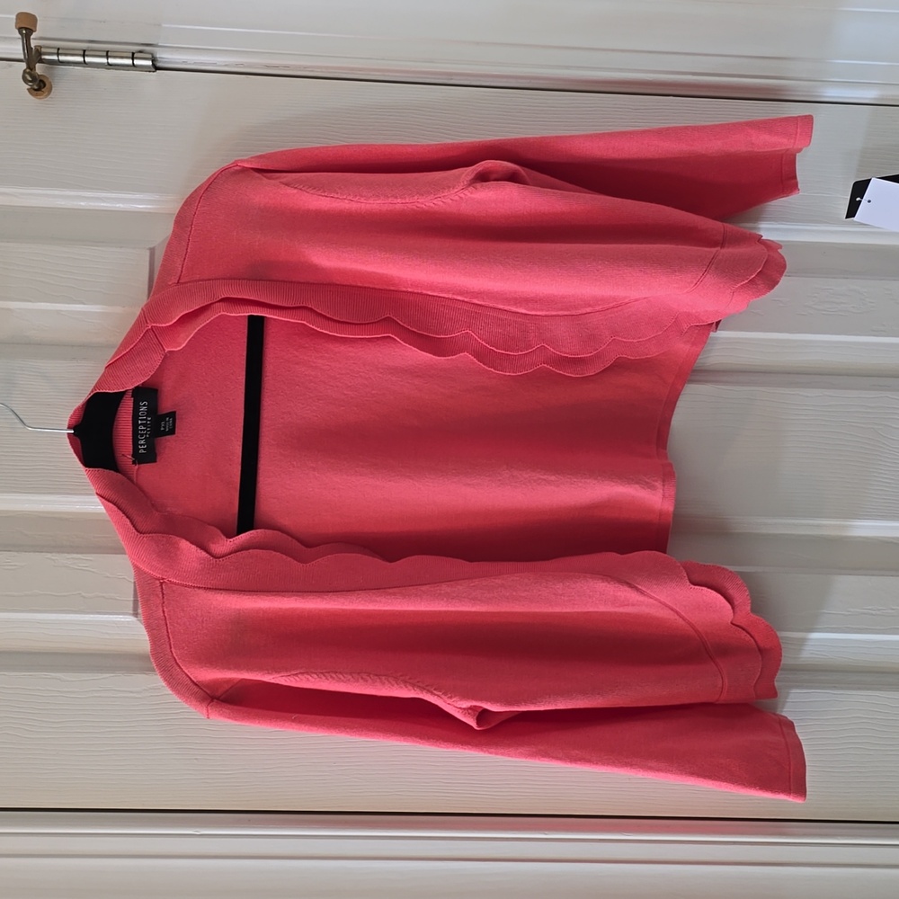 PERCEPTIONS WOMENS PETITE  CORAL OPEN CARDIGAN SHRUG SIZE PXL